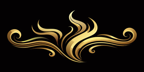 Fototapeta premium Elegant gold swirl decorative flourish design element, vector