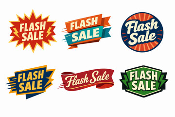 Obraz premium Flash sale badges and labels vector set, offering various styles for promotions, limited-time offers, and marketing campaigns
