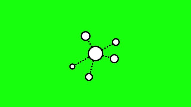 Connected dots network icon, network connection symbol animation, data, internet. HD video with chroma key, green screen for transparent background.