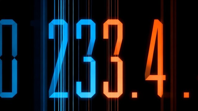 Digital numbers on black background