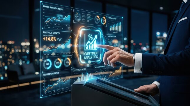 Investment analytics tech data visualization financial modeling and portfolio growth analysis for business intelligence