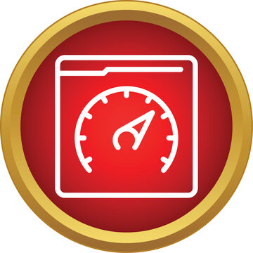 Browser window displaying a speedometer icon measuring internet speed