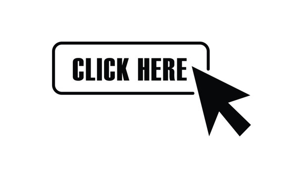 Black click here button with arrow pointing right vector icon Vector