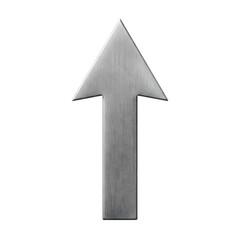 Fototapeta premium Brushed metal arrow pointing upwards isolated on white background, 3D render