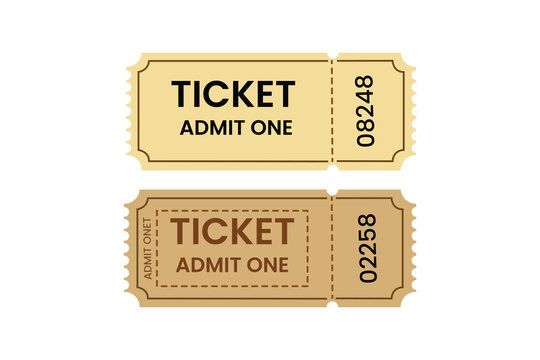 Admit one ticket stubs with numbers 08248 and 02258 vector illustration Vector