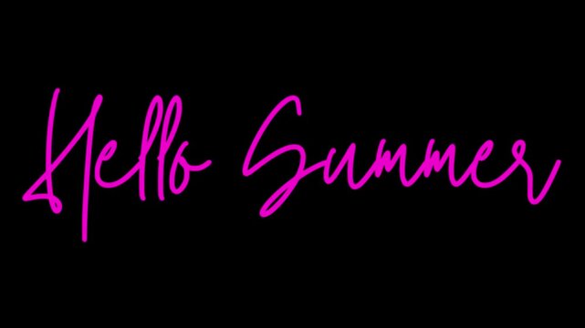 pink neon Text hello summer, elegant, holiday, beach, summer holidays, summer holidays concept 