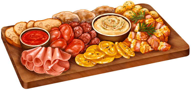 Picada Colombian Food Platter Illustration