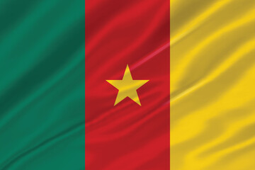Naklejka premium Official national flag of Cameroon High-quality vector illustration suitable for independence day celebrations, international events. waving silk texture