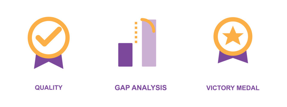 Corporate business strategy and performance evaluation vector icon collection set.