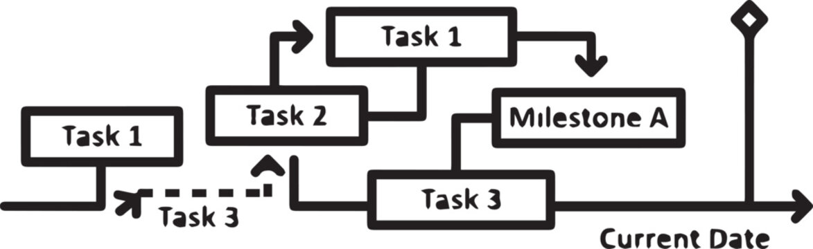 Professional Project Timeline Chart with Directional Arrows Vector Icon for Business Planning, Agile Development, Marketing Campaigns, Product Roadmaps, Event Scheduling, Construction