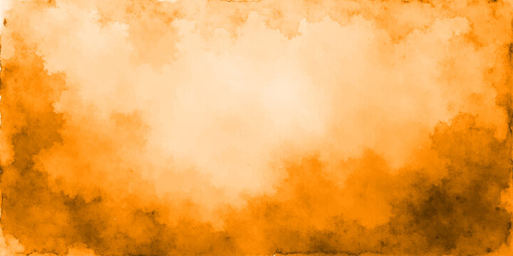 Antique parchment paper texture with a grunge fire and smoke pattern reflecting in water under a vintage orange sky with aged yellow clouds