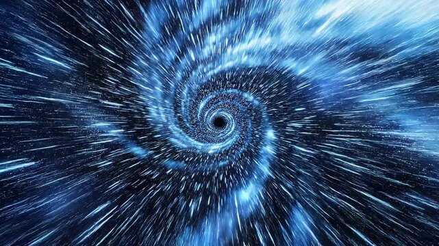 Warp Speed Hyperspace Tunnel with Fast Moving Stars Sci Fi Background