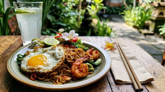 thai style mie goreng fried noodles in a restaurant