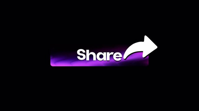 Animated Share Button with Purple Glow and Arrow on Transparent Background