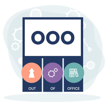 OOO - Out Of Office acronym. business concept background. vector illustration concept with keywords and icons. lettering illustration with icons for web banner, flyer