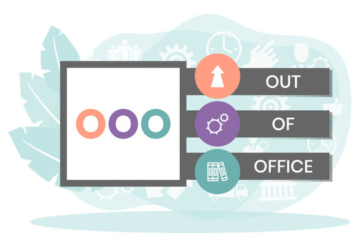 OOO - Out Of Office acronym. business concept background. vector illustration concept with keywords and icons. lettering illustration with icons for web banner, flyer