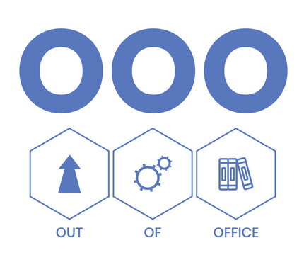 OOO - Out Of Office acronym. business concept background. vector illustration concept with keywords and icons. lettering illustration with icons for web banner, flyer