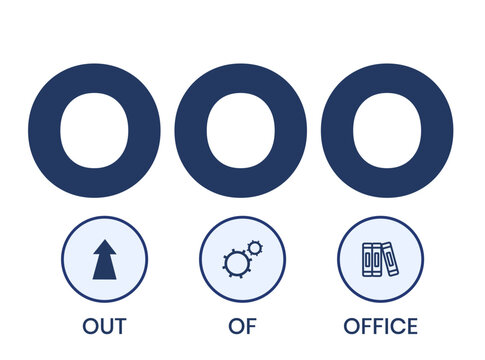 OOO - Out Of Office acronym. business concept background. vector illustration concept with keywords and icons. lettering illustration with icons for web banner, flyer