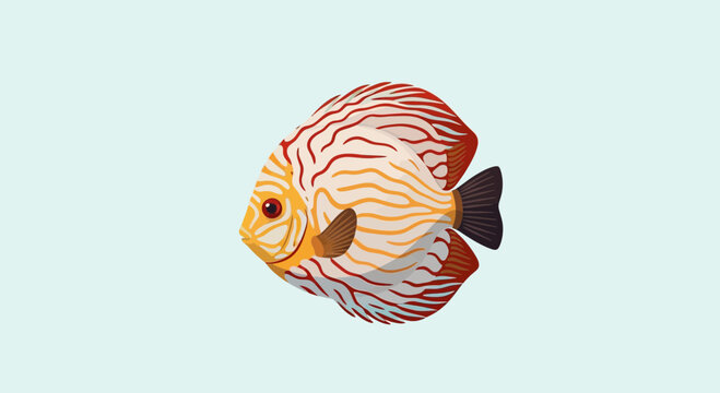 Illustration of a colorful discus fish isolated on a light blue background