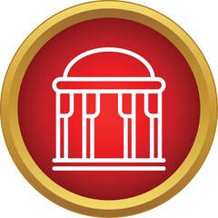 Naklejka premium White outline of a building with columns and a dome creating an icon on a red background