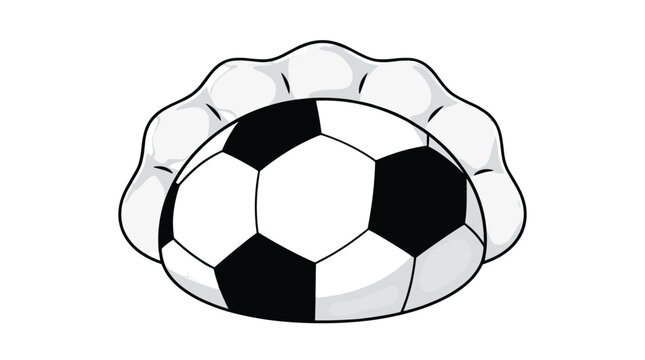 Soccer ball inside a decorative shell with a