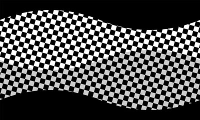 Fototapeta premium Overlapping wavy black and white checkered racing flag banners designed on a solid black illustration