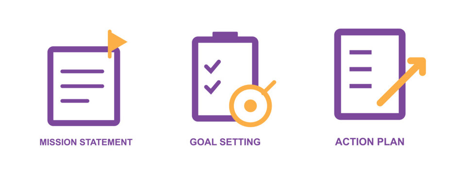 Business mission statement goal setting action plan success strategy.