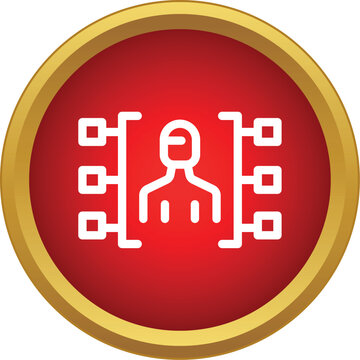 Human icon connecting to multiple boxes representing an organizational structure