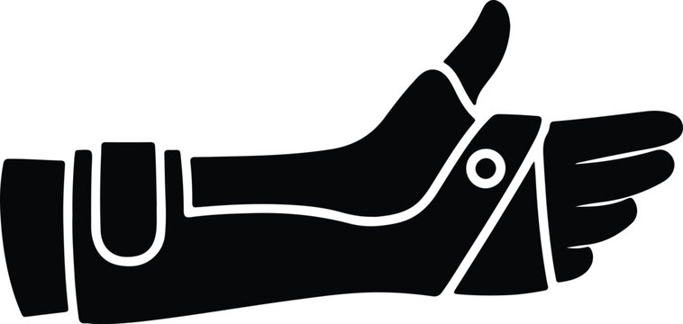 Silhouette design of an ergonomic wrist support brace orthosis vector