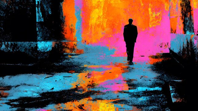 Vivid portrayal of a person embracing an impulsive decision with vibrant expressions and energetic emotional arousal in a dynamic urban setting