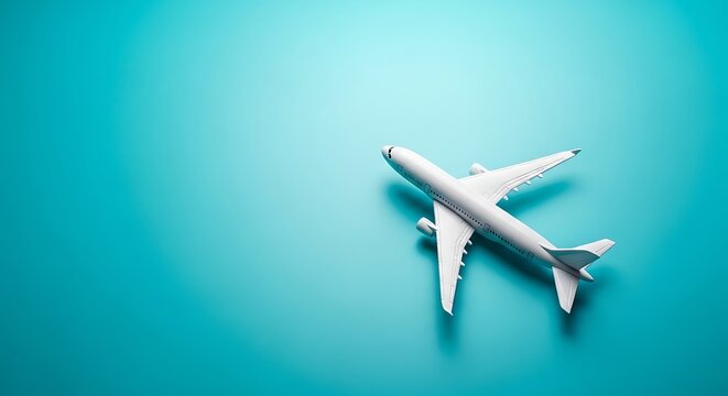 Airplane Model on Blue Background.