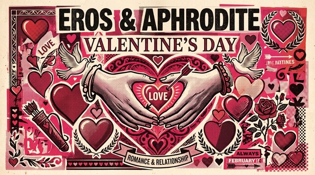 Eros and aphrodite valentines day romance and relationship poster