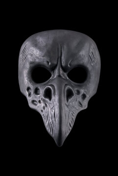 Creepy animal bird skull isolated on black background with clipping path