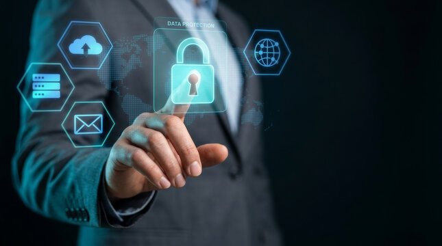 Cybersecurity privacy lock general data protection regulation gdpr business concept. "European eu information datum privacy security. cyberspace access safety, legal law