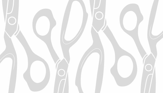 Scissors Seamless Pattern. Sewing Tool Repeat Background. Minimal Hand Drawn Vector Style.