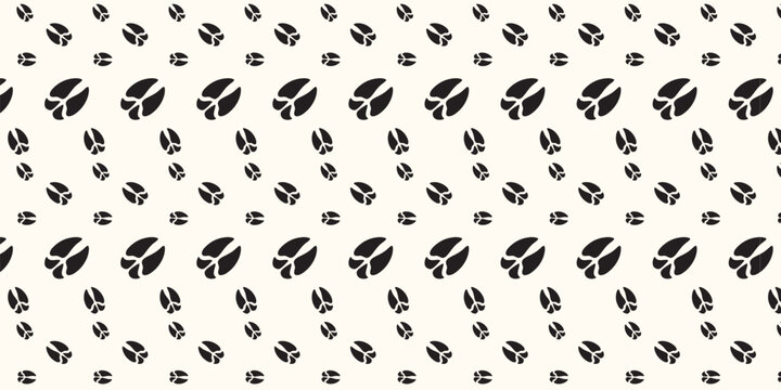 Seamless pattern with deer or goat hoof prints, animal tracks background