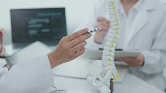 Medical Consultation for Spine Health Clinic Setting Informative Session Professional Environment Close-Up View Backbone Doctor Concept