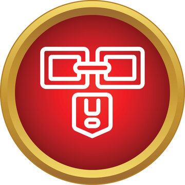 Hyperlink icon representing connection and redirection on a red button