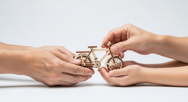 Hands Exchange Miniature Wooden Bicycle Model
