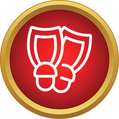 White outline flippers on a red circular button with a golden border © ylivdesign