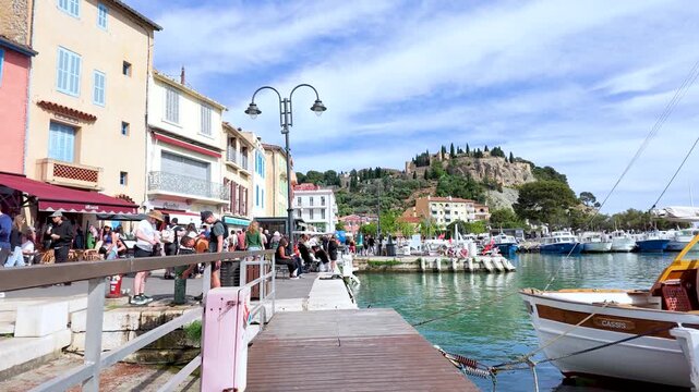 Scenic View of Fishing Boats and Waterfront Architecture in Cassis France