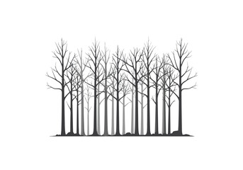 Obraz premium Minimalist Black and White Forest Silhouette Illustration.
