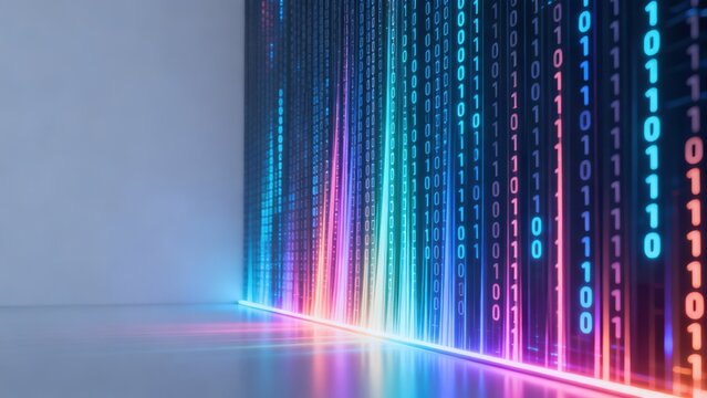 Colorful digital binary code display