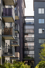 Obraz premium Stockholm, Sweden Modern residential apartment building house facades in the Taby Park district.