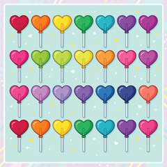 Fototapeta premium Colorful heart shaped balloons in variety.