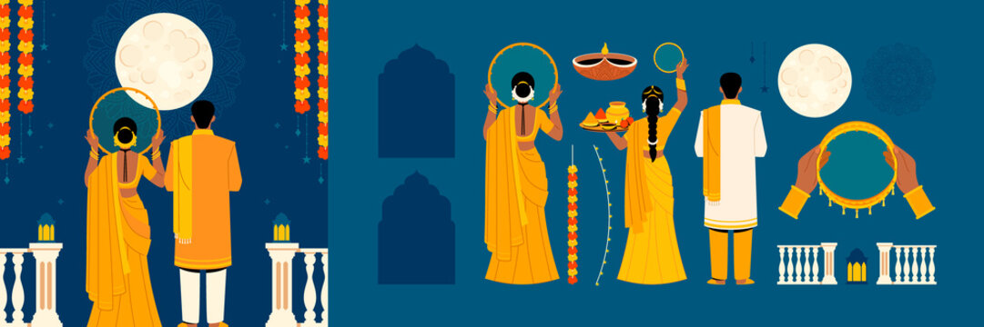 Karwa Chauth Festival Character and Decoration Set