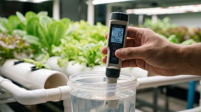 Hydroponic farming with healthy plant roots growing in water