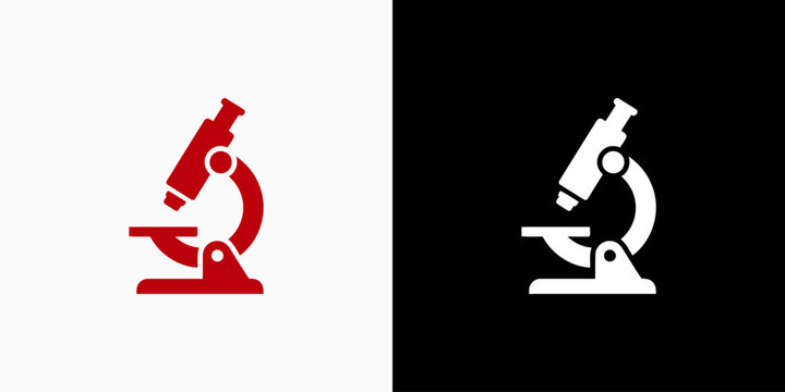 Microscope vector logo design with modern, simple, clean and abstract style.