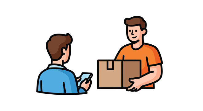 Delivery man handing over package.