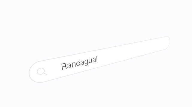 Typing Rancagua In A Search Engine Bar. Close-up Shot